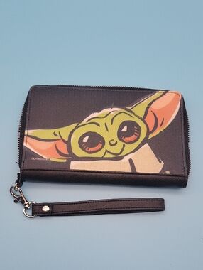 Star Wars Grogu  - Clutch Zip Around Wallet  by Buckle-Down:  Black Color